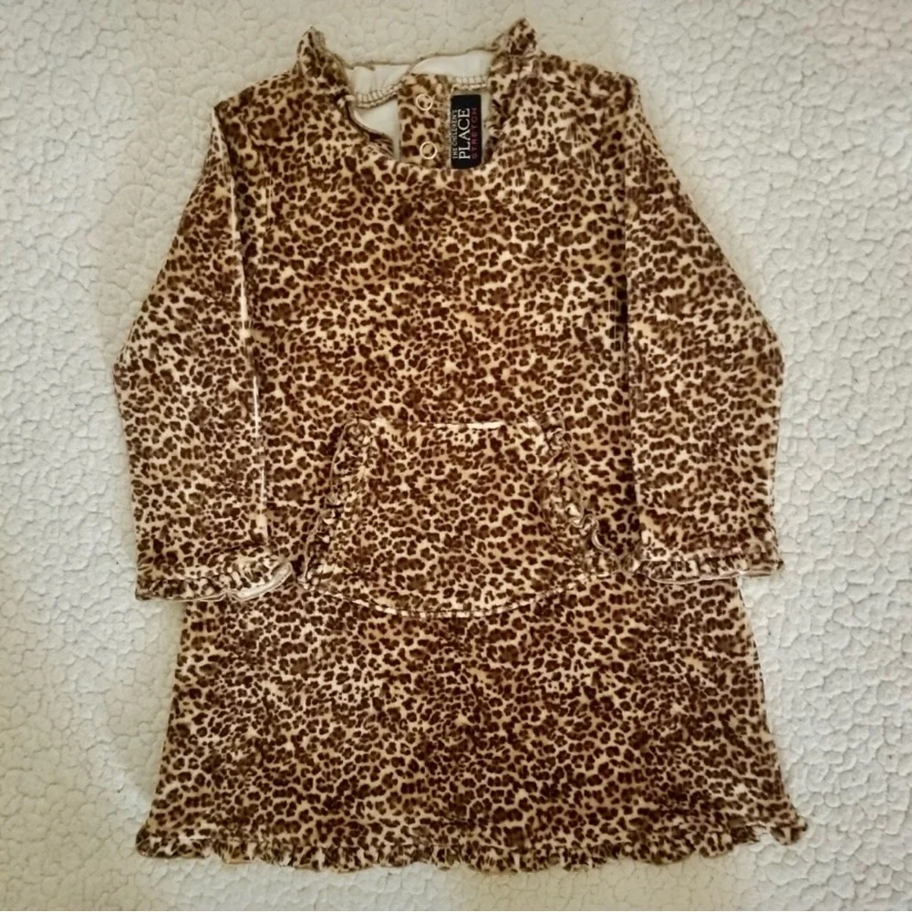 Y2K Baby Leopard Velour Dress 12M Cheetah Print Children’s Place